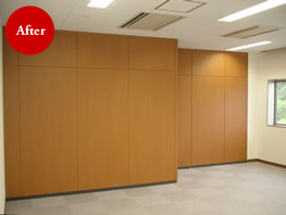 間仕切壁シート貼りと床張り(後)